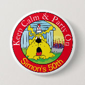 Badge Rond 7,6 Cm Drôle Chien HUH ! Fête d'anniversaire (Devant)