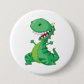 Badge Rond 7,6 Cm Drôle Dinosaure Dinosaure Roaring T-Rex (Devant)