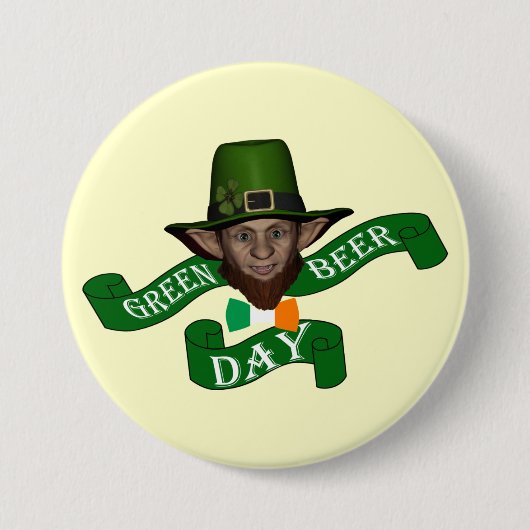 Badge Rond 7,6 Cm Drôle leprechaun irlandais (Devant)
