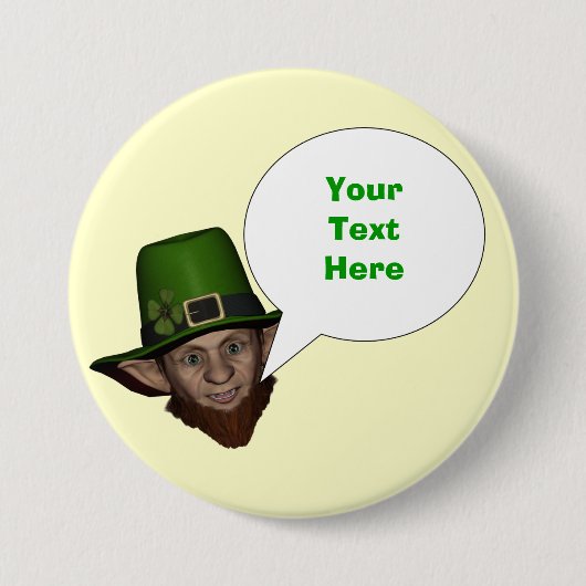 Badge Rond 7,6 Cm Drôle leprechaun irlandais personnalisé (Devant)