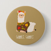 Badge Rond 7,6 Cm Drôle Llama Turquie Thanksgiving (Devant)