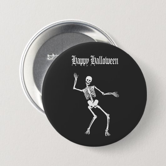 Badge Rond 7,6 Cm Drôle Skeleton effrayant Happy Halloween (Devant & derrière)