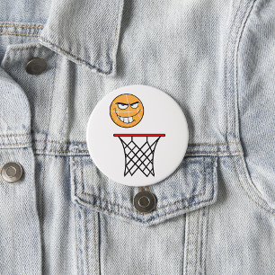 Badge Rond 7,6 Cm Drôle souriant Basketball visage Dunking