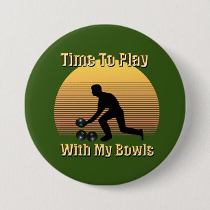 Badge Rond 7,6 Cm Drôle Vintage Bowls de pelouse temps de jeu, insig