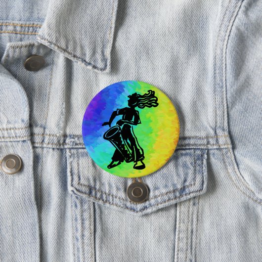 Badge Rond 7,6 Cm Drum New York Boogie Nights Rainbow (En situation)