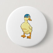 Badge Rond 7,6 Cm Duck at Swimming with Swimming goggles (Devant)