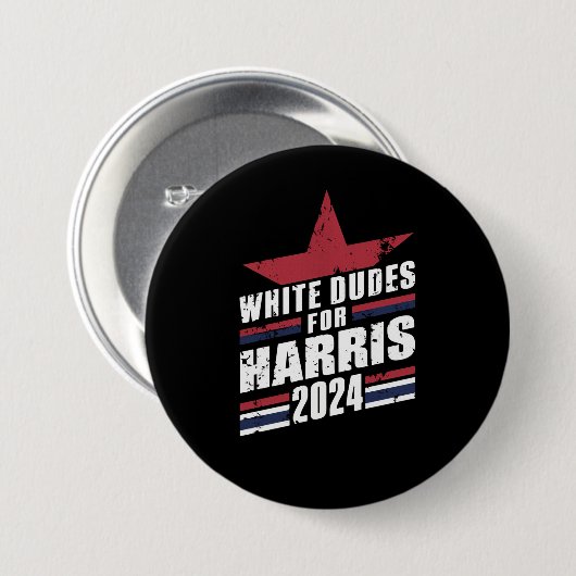 Badge Rond 7,6 Cm Dudes Blanches Pour Kamala Harris 2024 (Devant & derrière)