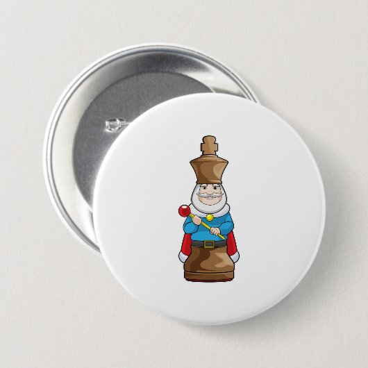 Badge Rond 7,6 Cm Échecs King Chess (Devant & derrière)