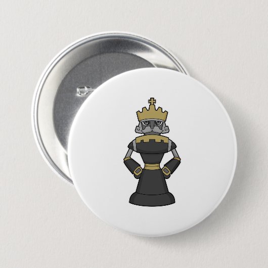 Badge Rond 7,6 Cm Échecs King Crown Chess (Devant & derrière)