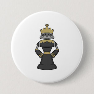 Badge Rond 7,6 Cm Échecs King Crown Chess