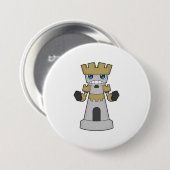 Badge Rond 7,6 Cm Échecs Pièce Rook Échecs (Devant & derrière)