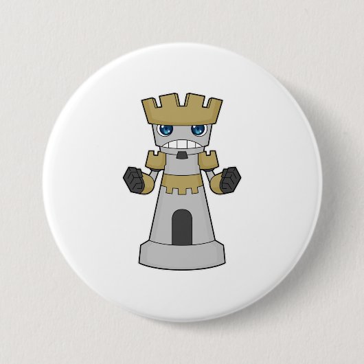 Badge Rond 7,6 Cm Échecs Pièce Rook Échecs (Devant)