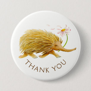 Badge Rond 7,6 Cm Echidna watercolor animal thank you button/badge