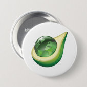 Badge Rond 7,6 Cm Eco Earth Avocado Globe Planète durable (Devant & derrière)