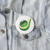 Badge Rond 7,6 Cm Eco Earth Avocado Globe Planète durable (En situation)