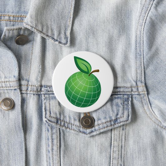 Badge Rond 7,6 Cm Eco Globe Fruit Green Earth Leaf Sphere (En situation)