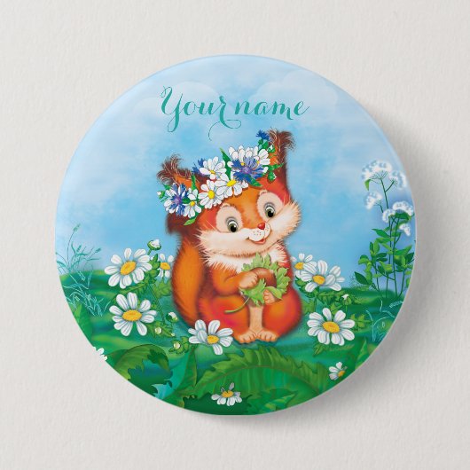 Badge Rond 7,6 Cm Écureuil (Devant)