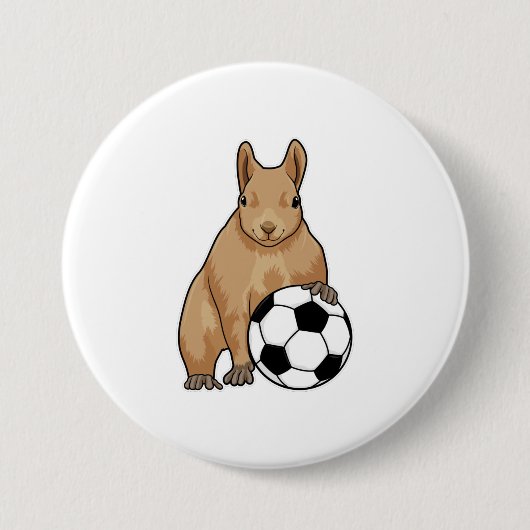 Badge Rond 7,6 Cm Écureuil à Soccer Sports (Devant)