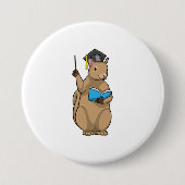 Badge Rond 7,6 Cm Écureuil comme enseignant avec livre (Devant)