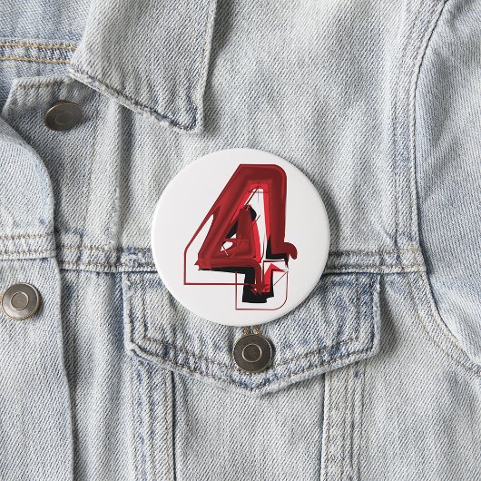 Badge Rond 7,6 Cm Edgy Abstrait rouge et noir numéro 4