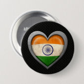 Badge Rond 7,6 Cm Effet en acier de maille de drapeau indien de (Devant & derrière)