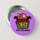 Badge Rond 7,6 Cm Éffrayant Halloween Cupcake (Devant & derrière)