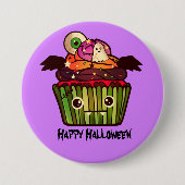 Badge Rond 7,6 Cm Éffrayant Halloween Cupcake (Devant)