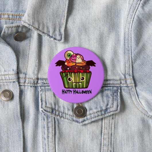 Badge Rond 7,6 Cm Éffrayant Halloween Cupcake (En situation)