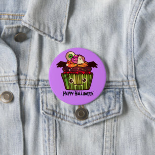 Badge Rond 7,6 Cm Éffrayant Halloween Cupcake