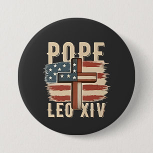 Badge Rond 7,6 Cm Église chrétienne du pape Léon XIV Drapeau américa