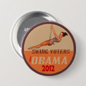 Badge Rond 7,6 Cm Électeurs d'oscillation pour Obama 2012 (Devant & derrière)