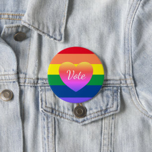 Badge Rond 7,6 Cm Élection 2024 Gay pride Rainbow Flag