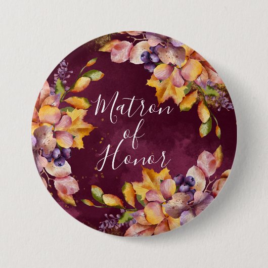 Badge Rond 7,6 Cm Élégance d'automne Matron d'honneur (Devant)