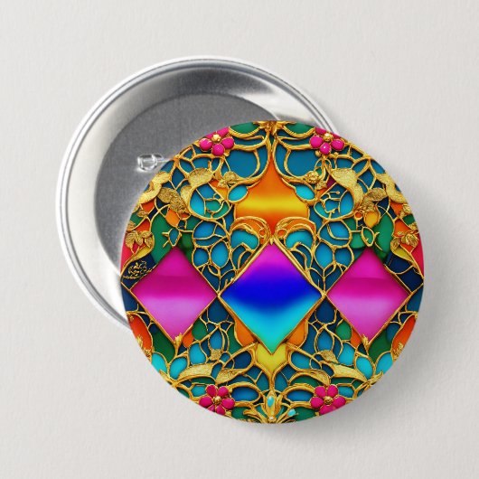 Badge Rond 7,6 Cm Elégant Futuriste Manoir Français Intérieur (Devant & derrière)