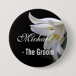 Badge Rond 7,6 Cm Elegant, pretty bride / groom wedding button.