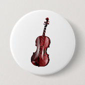 Badge Rond 7,6 Cm Elegant Red Violin Musical Instrument (Devant)