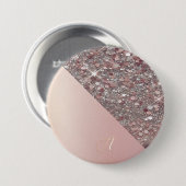 Badge Rond 7,6 Cm Elegant Rose Gold Monogram Button (Devant & derrière)