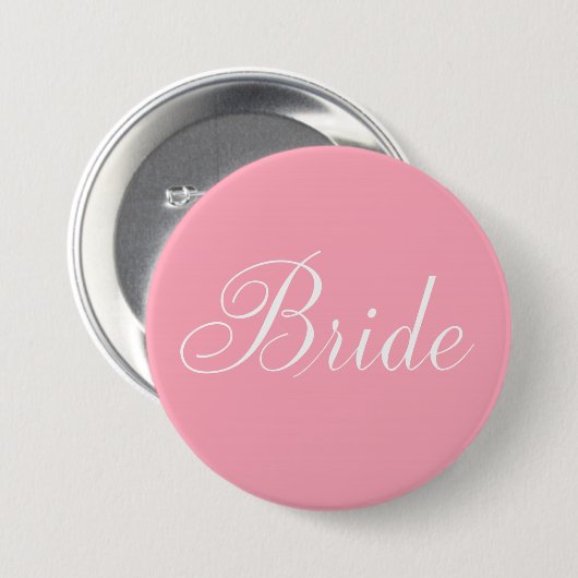 Badge Rond 7,6 Cm Élégant Script Pink Bride (Devant & derrière)