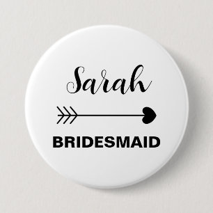 Badge Rond 7,6 Cm Élégant & Simple Nom Personnalisé Demoiselle d'Hon