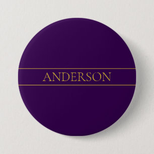 Badge Rond 7,6 Cm Élégant texte personnalisable Gold & Deep Purple