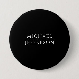 Badge Rond 7,6 Cm Élégant uni noir blanc personnalisé sur mesure