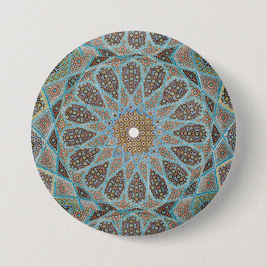 Badge Rond 7,6 Cm Elégante décoration orientale bleu perse (Devant)