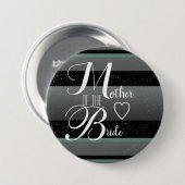 Badge Rond 7,6 Cm Élégante mère de la mariée rayée gris noir menthe (Devant & derrière)
