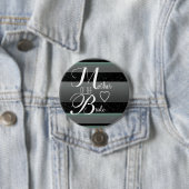 Badge Rond 7,6 Cm Élégante mère de la mariée rayée gris noir menthe (En situation)