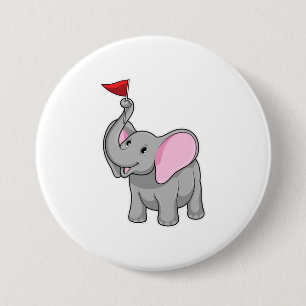 Badge Rond 7,6 Cm Elephant