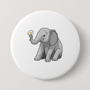 Badge Rond 7,6 Cm Eléphant à fleurs