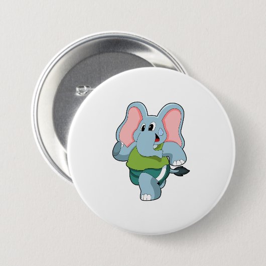 Badge Rond 7,6 Cm Eléphant à la course (Devant & derrière)