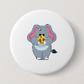Badge Rond 7,6 Cm Eléphant à la pizza (Devant)