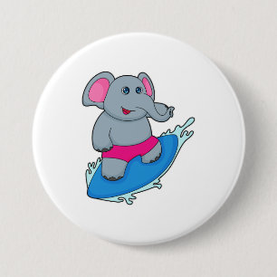 Badge Rond 7,6 Cm Elephant as surfer avec surf