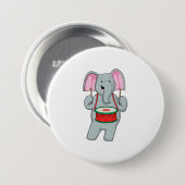 Badge Rond 7,6 Cm Elephant at Music with Drum (Devant & derrière)